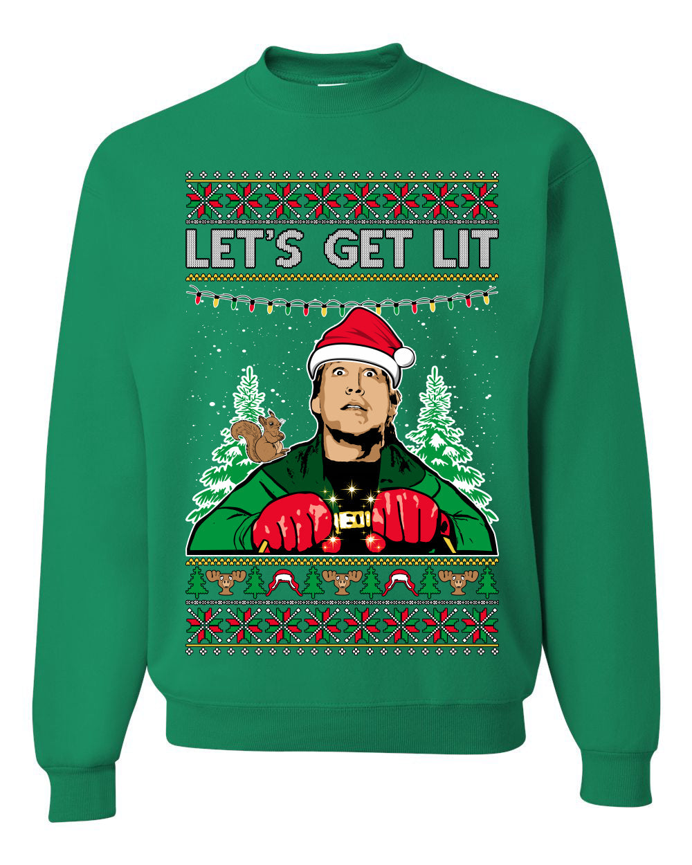 Let's Get Lit Clark Vacation Ugly Christmas Sweater Unisex Crewneck Sweatshirt