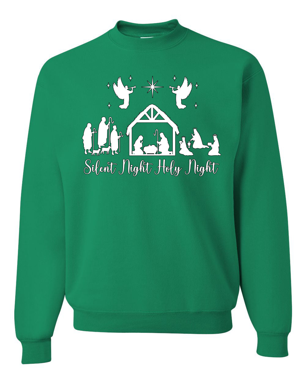 Silent Night Holy Night Religious Jesus Christmas Unisex Crewneck Sweatshirt