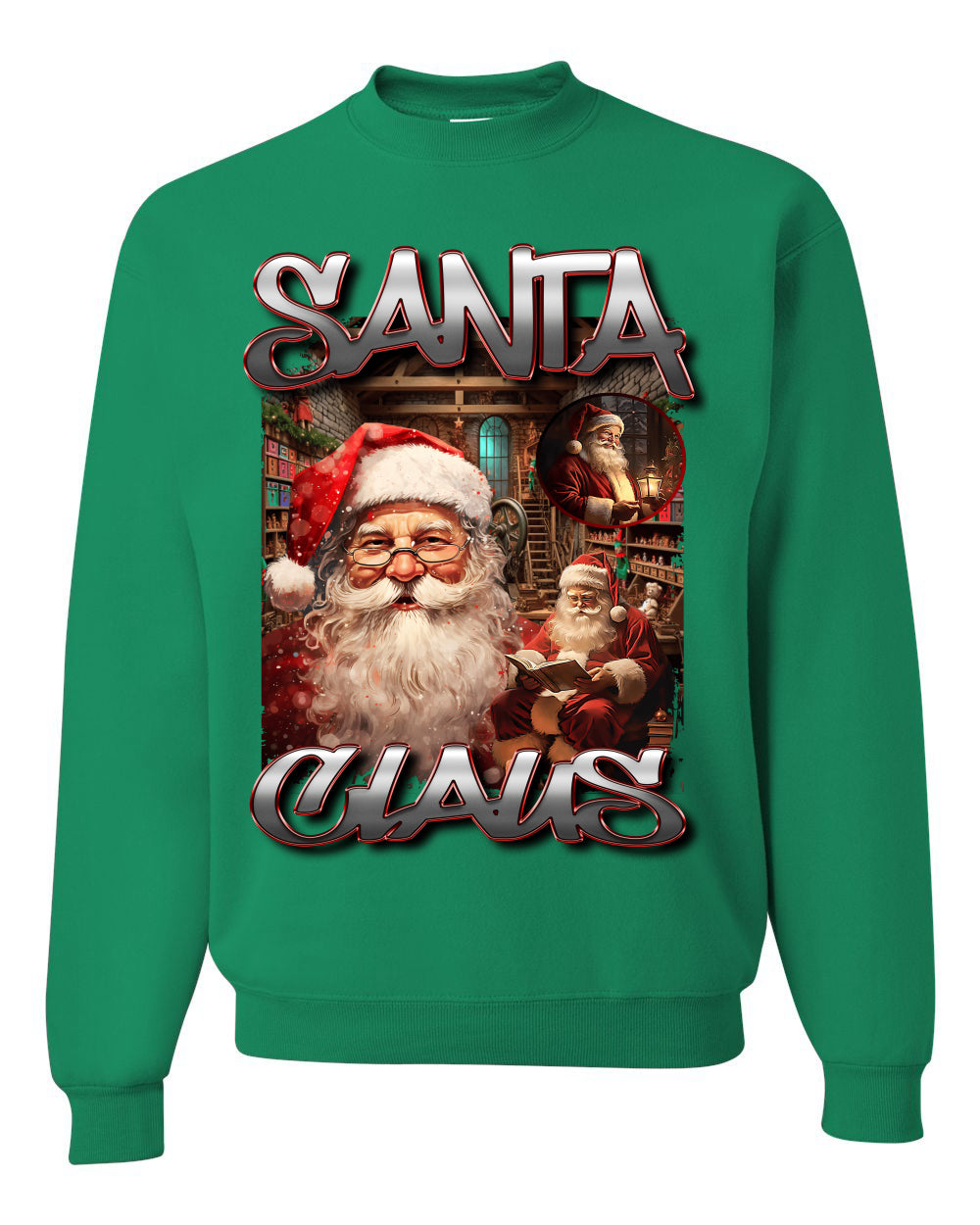 Santa Claus Bootleg Rap Music Style Ugly Christmas Sweater Crewneck Sweatshirt