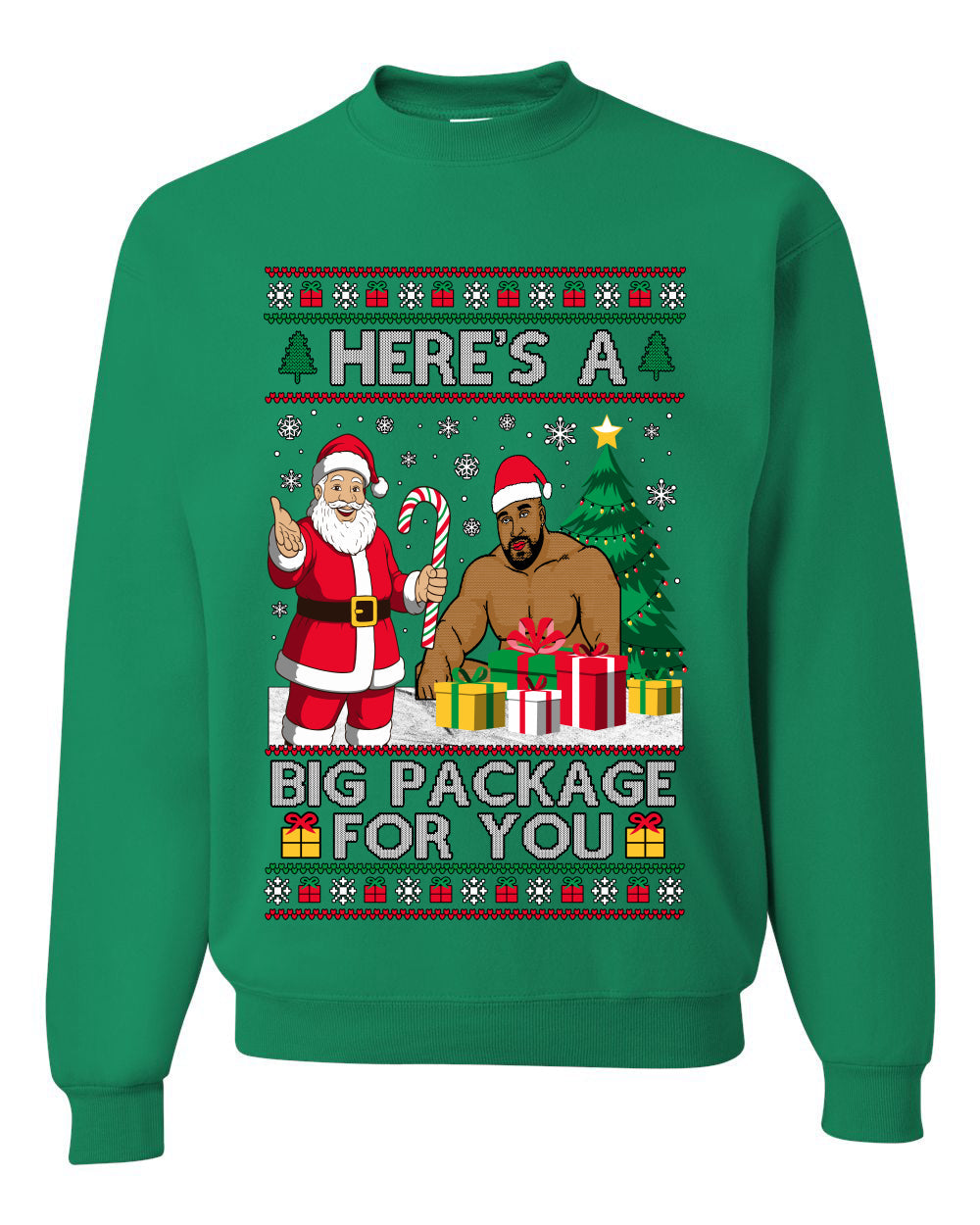 Here's A Big Package For You Santa Christmas Sweater, Unisex Ugly Christmas Crewneck Sweatshirts
