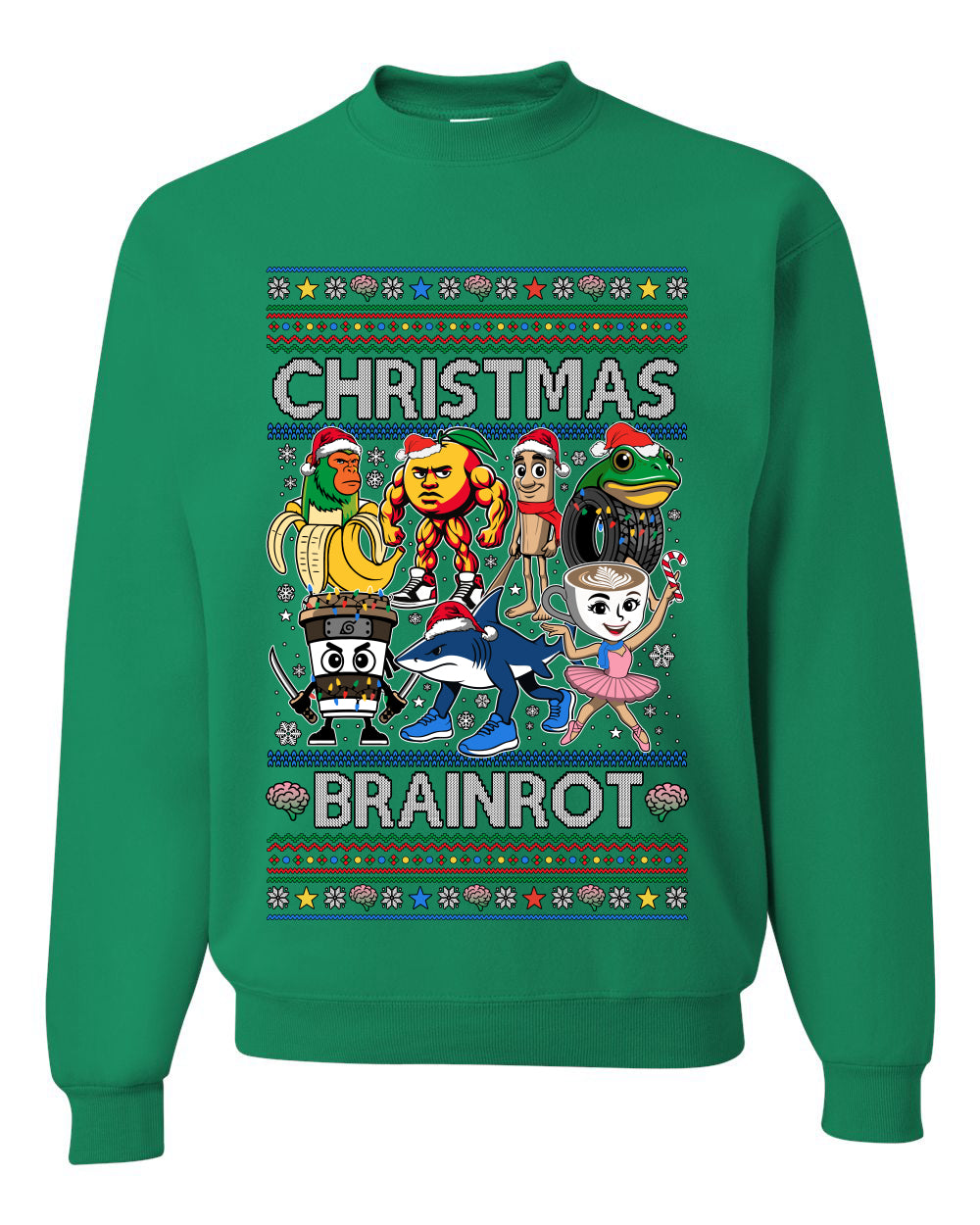 Christmas Brainrot, Unisex Ugly Christmas Sweater, Crewneck Sweatshirts