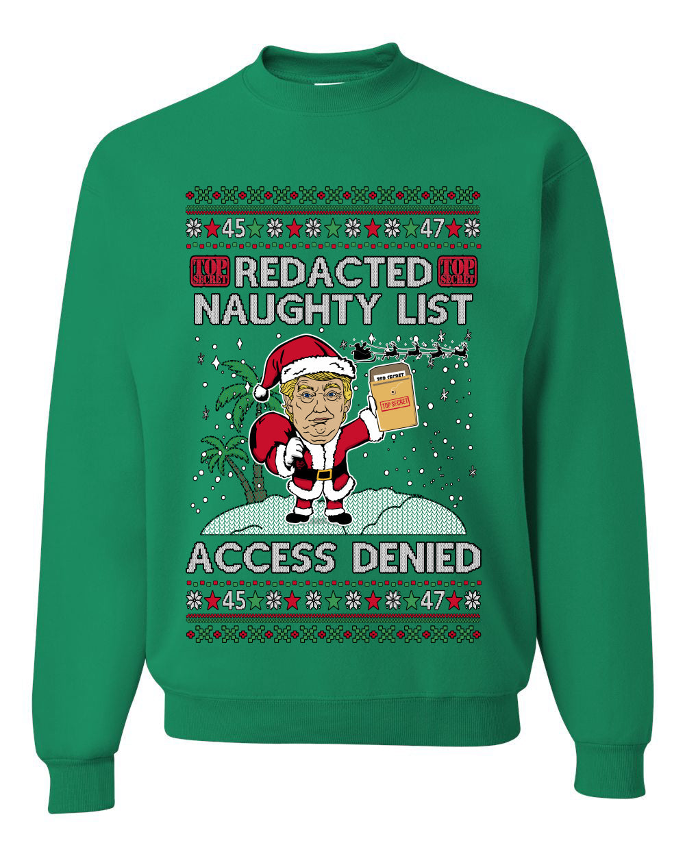 Redacted Naughty List Access Denied, Unisex Ugly Christmas Sweater Crewneck Sweatshirts