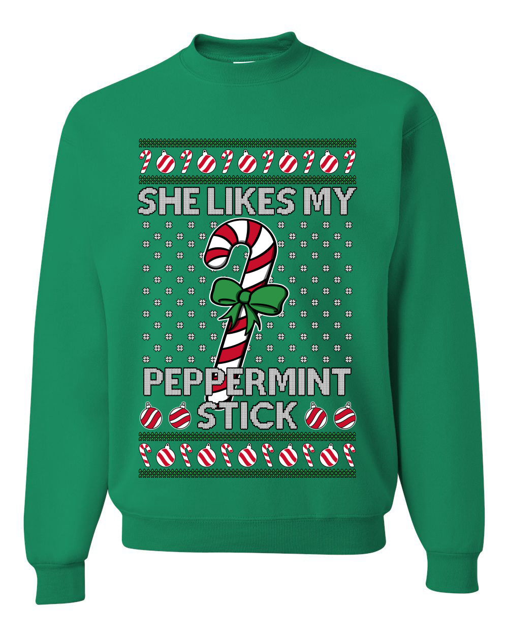 She Likes My Peppermint Stick, Unisex Ugly Christmas Sweater, Crewneck Sweatshirts