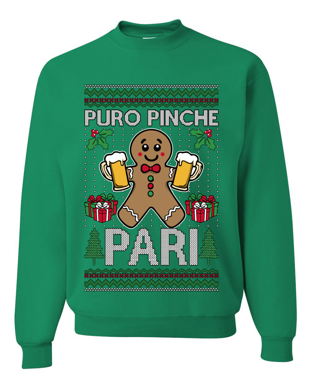 Puro Pinche Pari,Unisex Ugly Christmas Sweater, Crewneck Sweatshirts