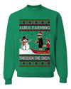 Aura Farming Through The Snow Meme, Unisex Ugly Christmas Sweater, Crewneck Sweatshirts