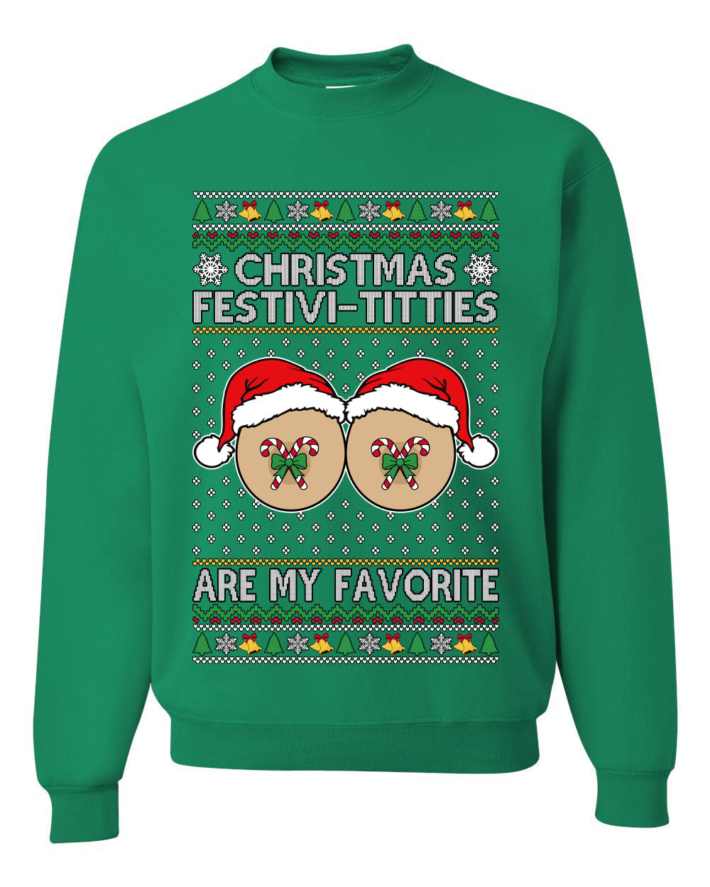 Christmas Festivi-Titties Are My Favorite, Unisex Ugly Christmas Sweater Crewneck Sweatshirts