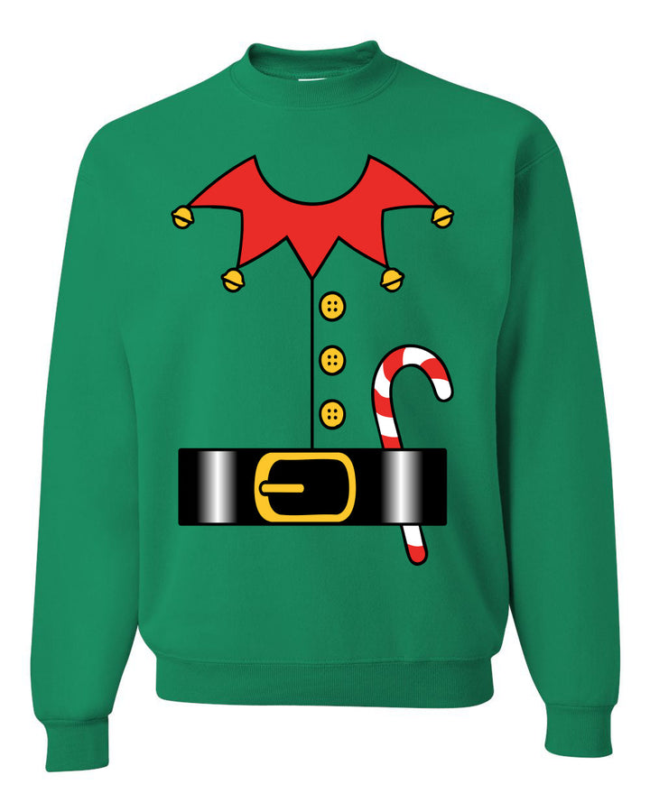 Christmas Elf Suit, Unisex Ugly Christmas Sweater, Crewneck Sweatshirts