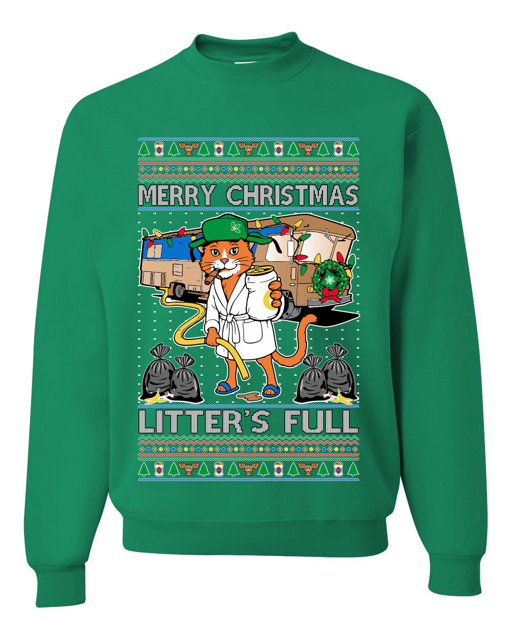 Litters Full Cat, Unisex Ugly Christmas Sweater Crewneck Sweatshirts