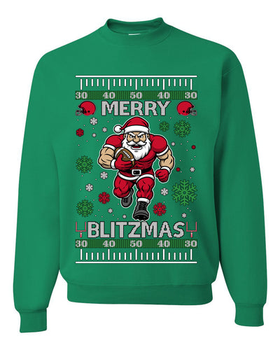 Merry Blitzmas, Football Christmas Sweater Design, Unisex Ugly Christmas Sweater Crewneck Sweatshirts