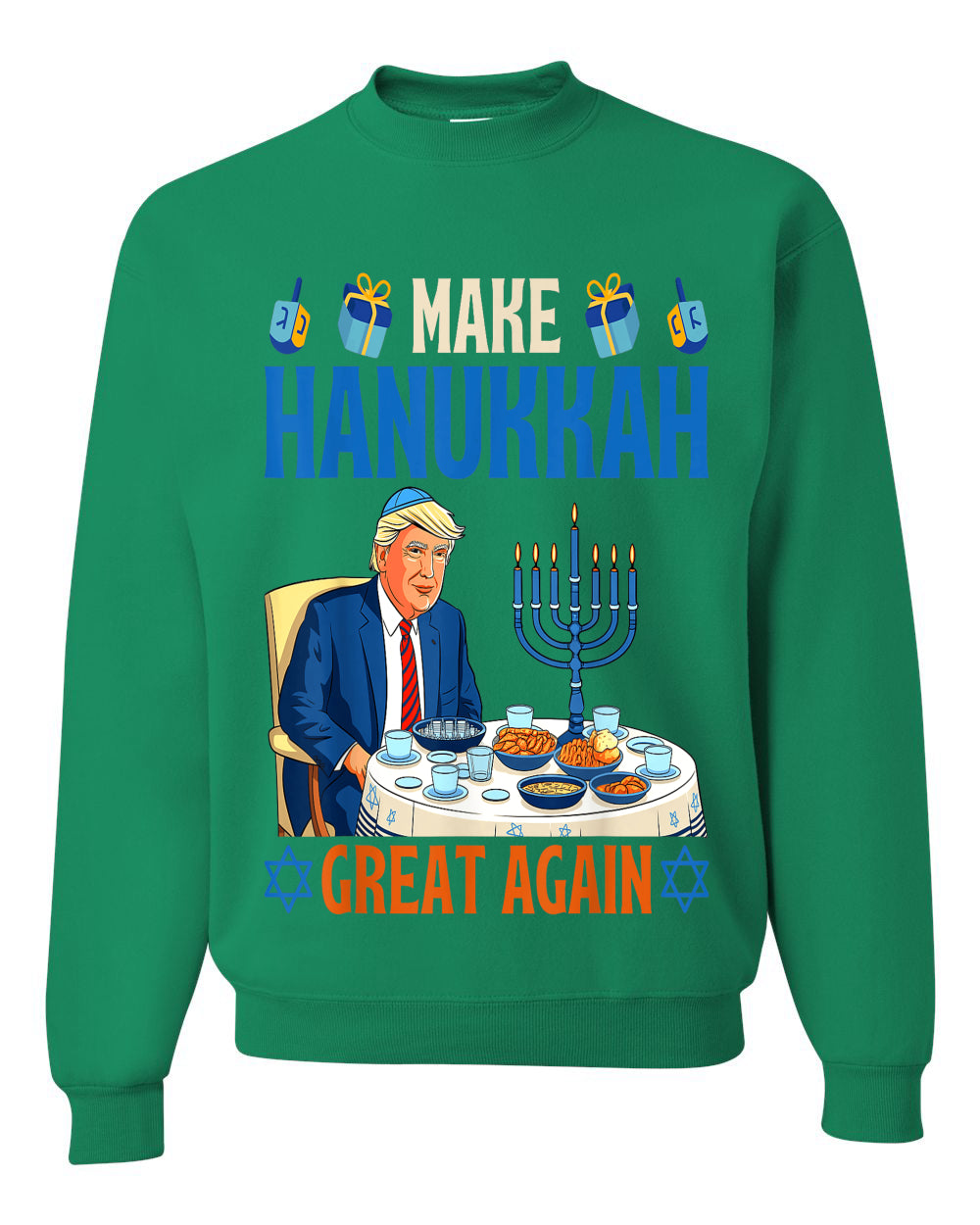Make Hanukkah Great Again, Unisex Ugly Christmas Sweater Crewneck Sweatshirts