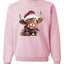 Cute Fluffy Christmas Cow with Santa Hat, Cute Christmas Design, Unisex Christmas Sweater, Crewneck Sweatshirts