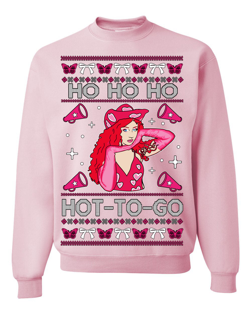 Ho Ho Ho Hot to Go, Viral Midwest Princess Song Dance Pop Star Concert Tour Merch Ugly Christmas Sweater Crewneck Sweatshirt