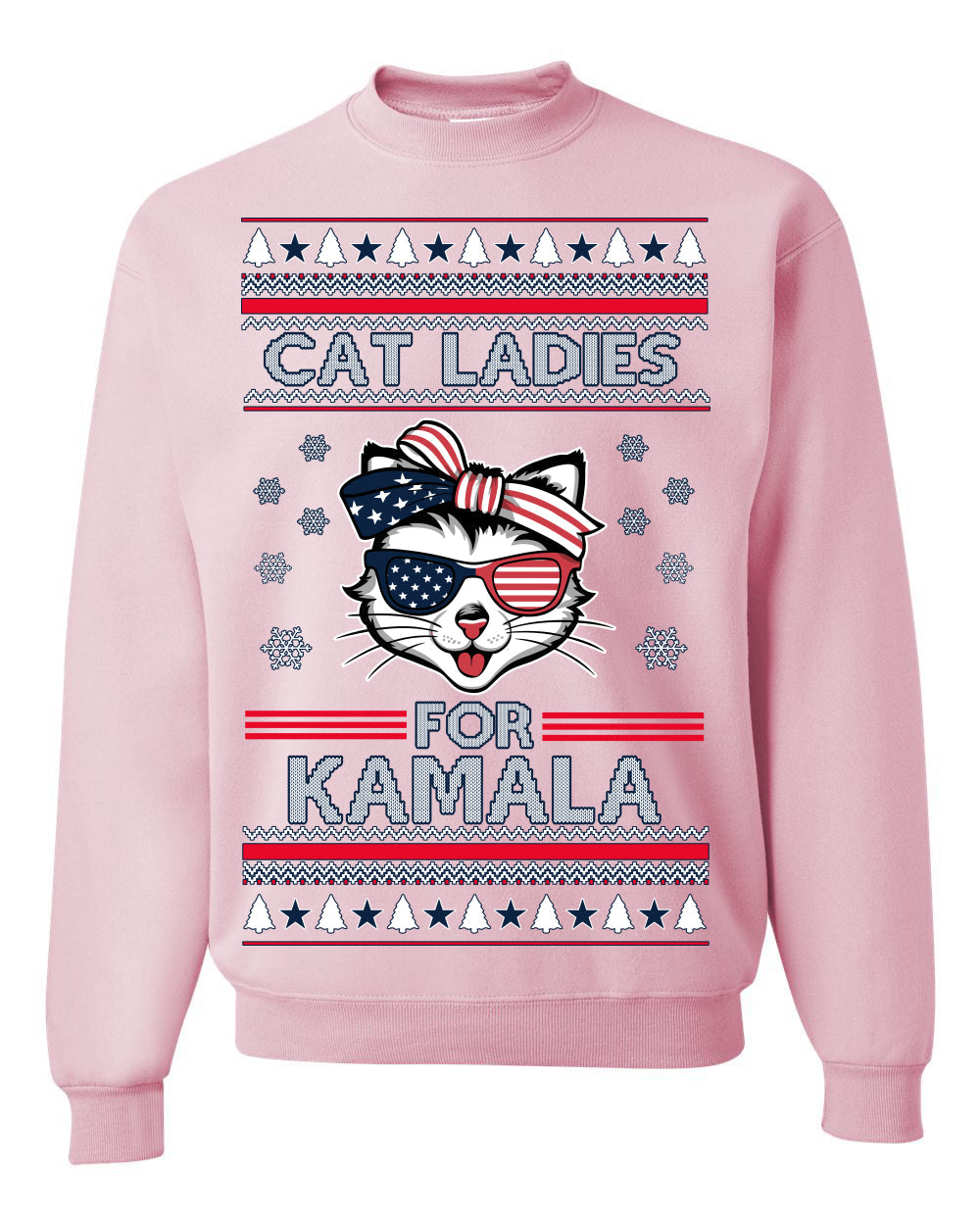 Cat Ladies for Kamala USA Glasses Ugly Christmas Sweater Crewneck Sweatshirt