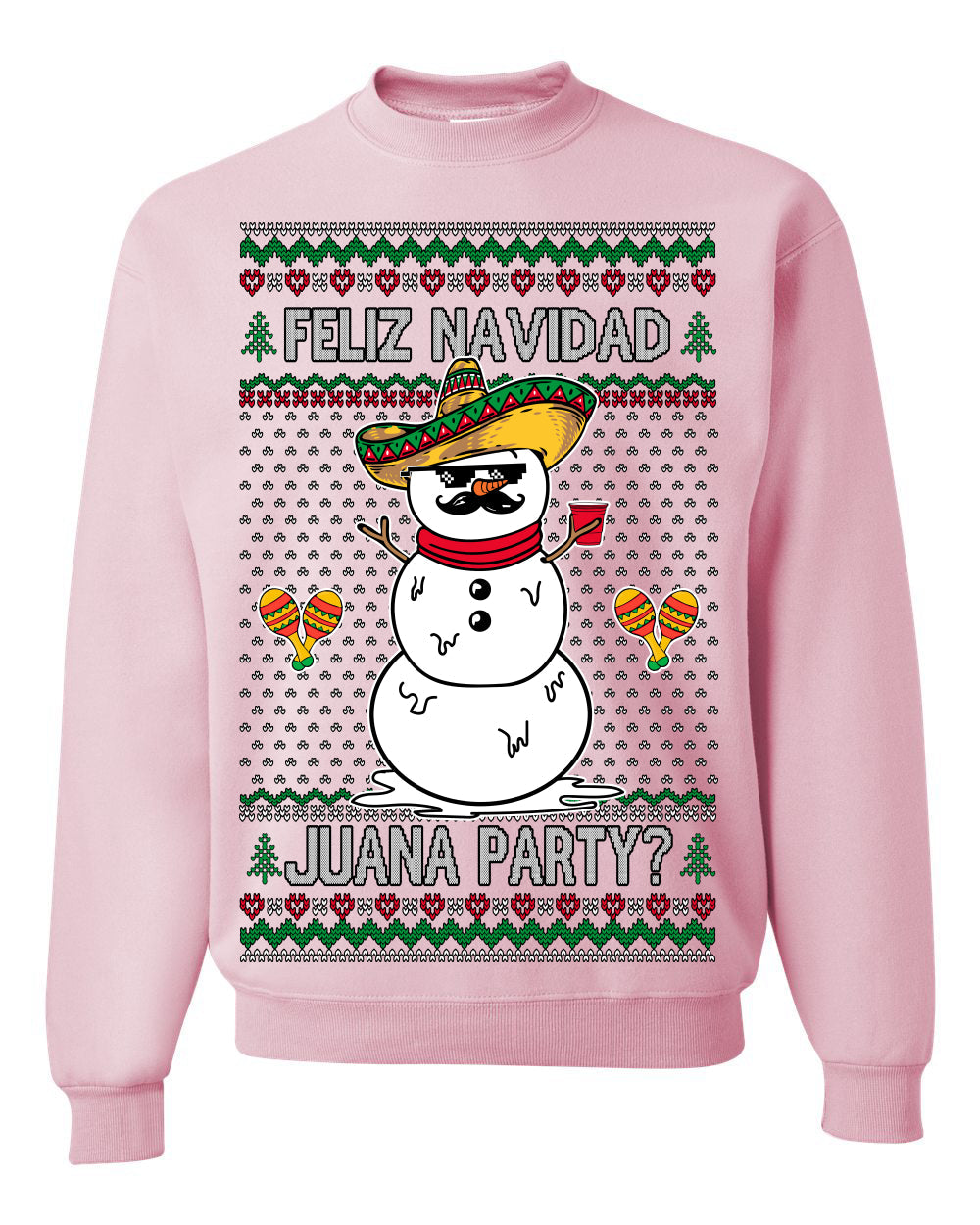 Feliz Navidad Juana Party Funny Spanish Drinking Cerveza Ugly Christmas Sweater Crewneck Sweatshirt