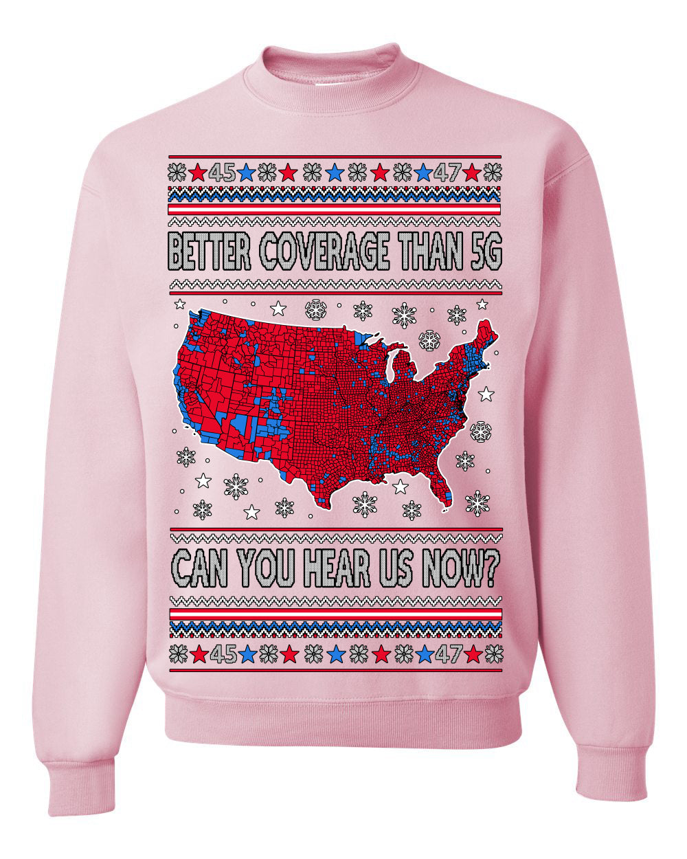 Trump 2024 Better Coverage than 5G Red Wave Landslide Ugly Christmas Sweater Crewneck Sweatshirt