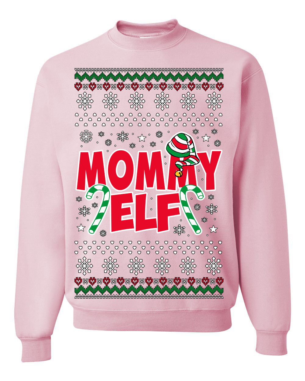 Mommy Elf Cute Holiday Winter Ugly Christmas Sweater Crewneck Sweatshirt