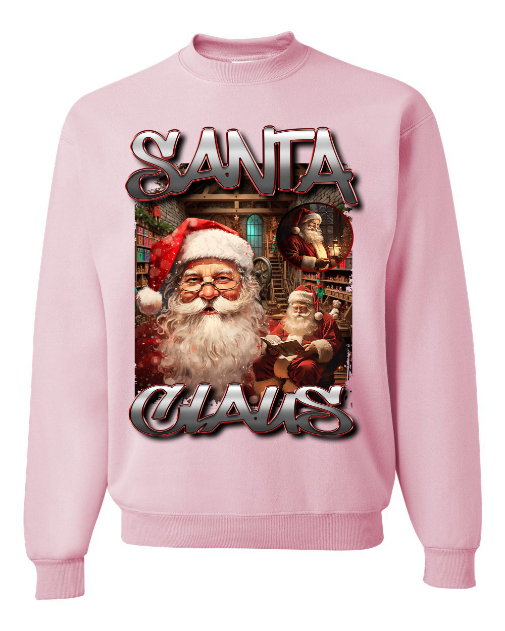 Santa Claus Bootleg Rap Music Style Ugly Christmas Sweater Crewneck Sweatshirt