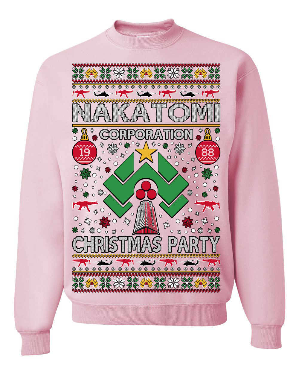 Nakatomi Corporation Christmas Party 1988 Plaza Logo, Classic Die Hard McClane 80s Xmas Movie Quote Ugly Christmas Sweater Crewneck Sweatshirt
