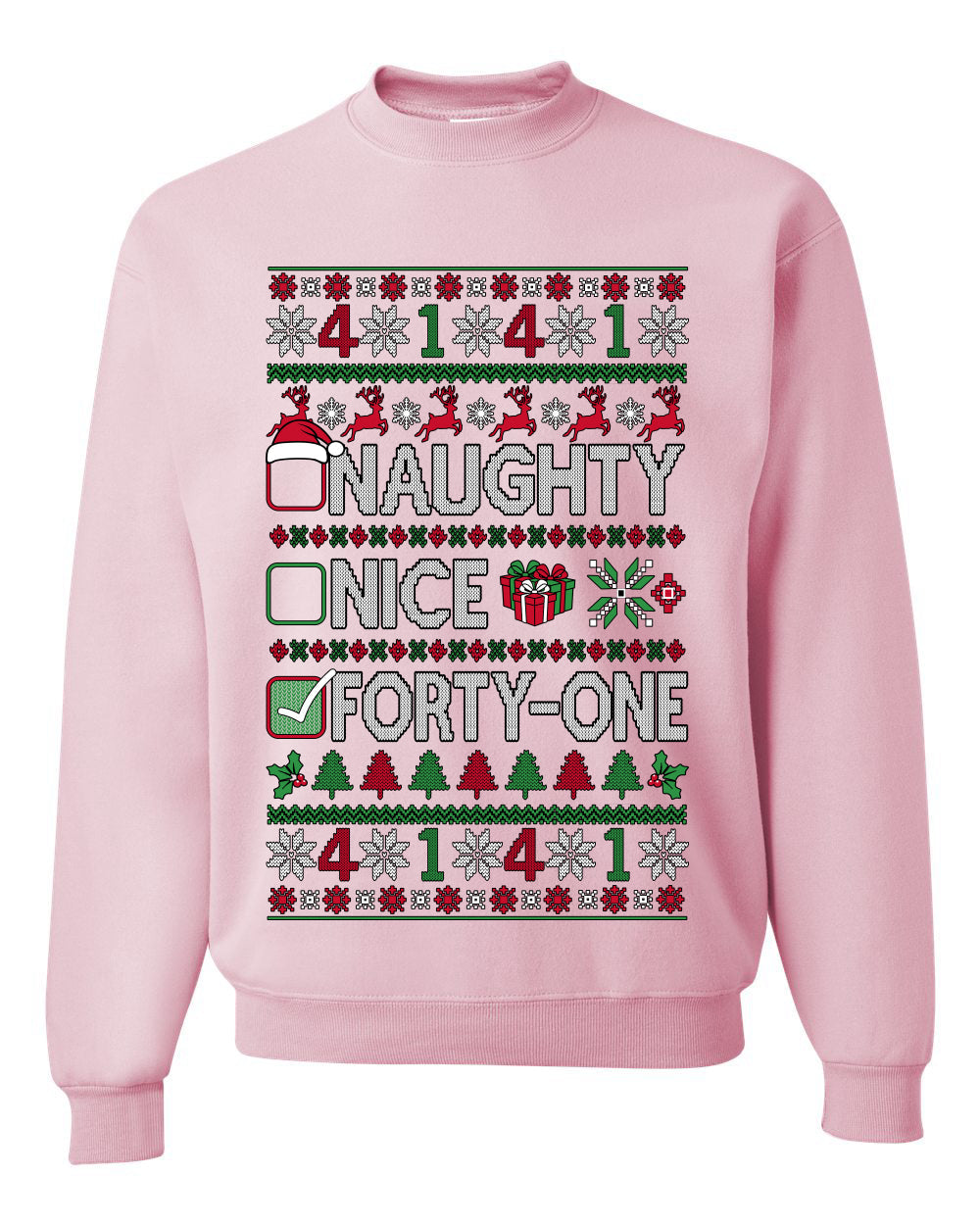 Naughty Nice 41, Ugly Christmas Unisex Sweater List, Extra Festive, Crewneck Sweatshirts