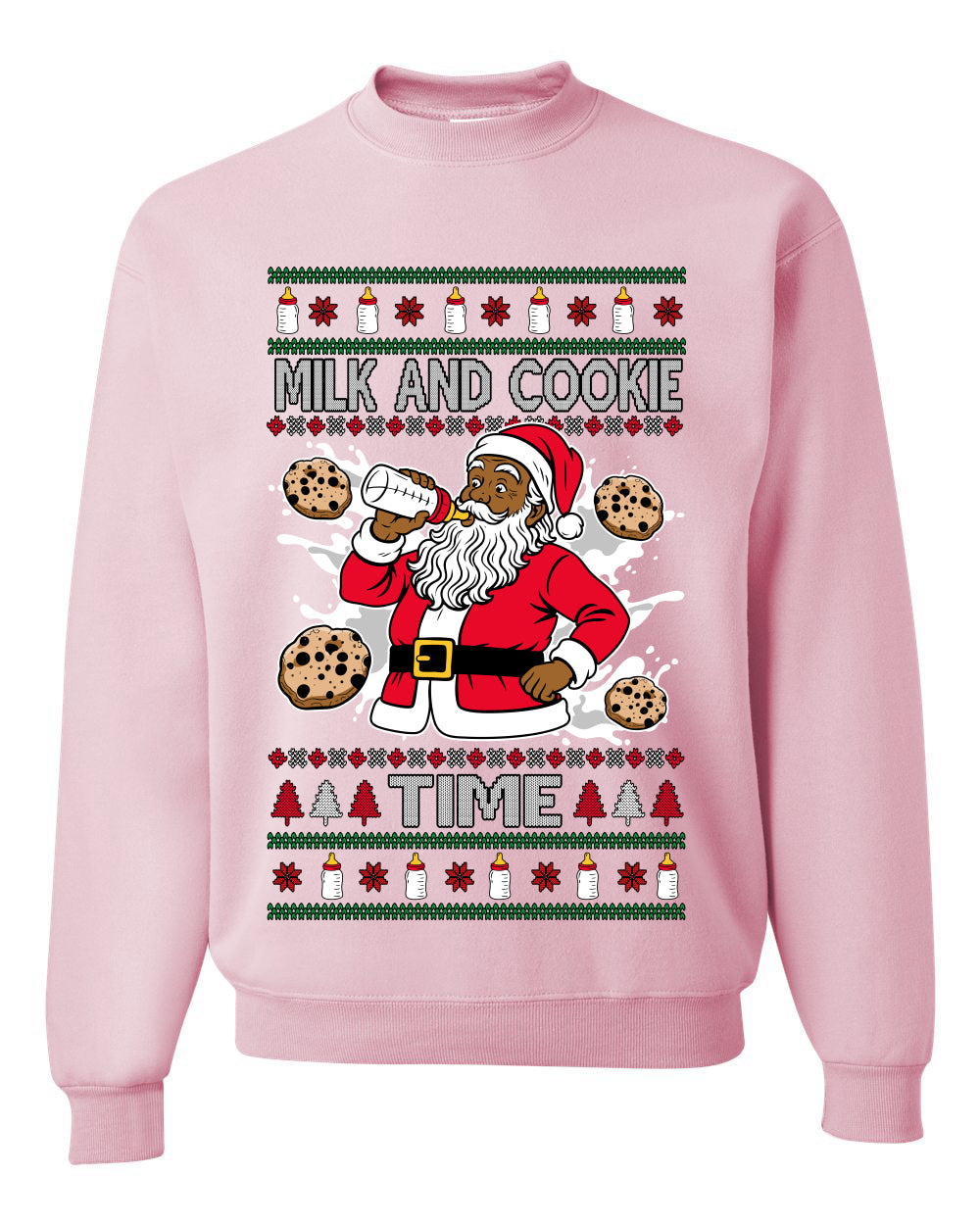 Milk And Cookie Time Christmas Sweater, Unisex Ugly Christmas Crewneck Sweatshirts