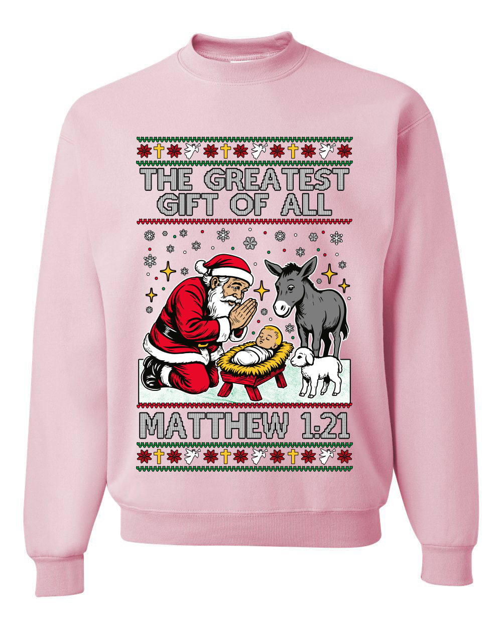 The Greatest Gift Of All Matthew 1:21, Unisex Ugly Christmas Sweater, Crewneck Sweatshirts