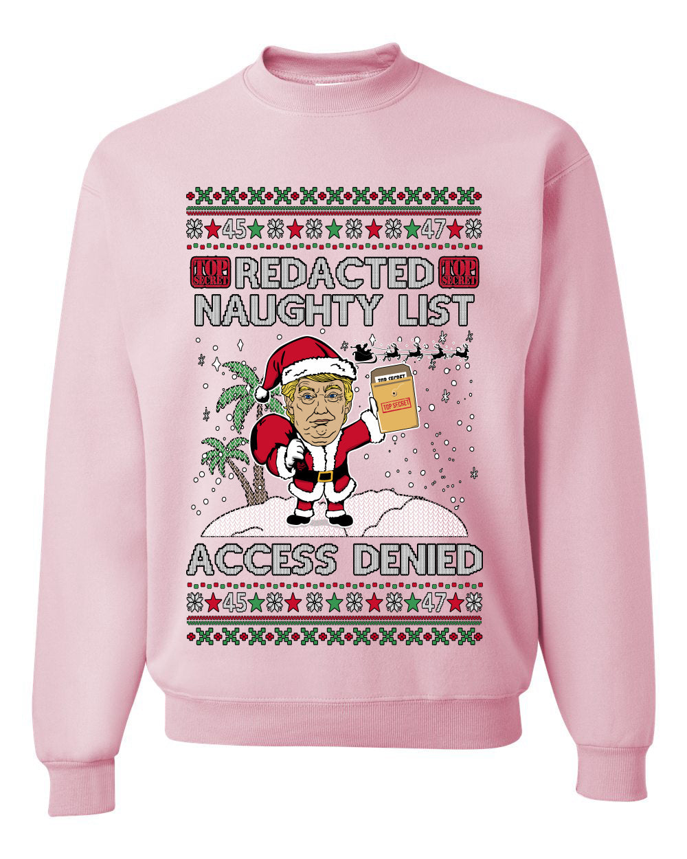 Redacted Naughty List Access Denied, Unisex Ugly Christmas Sweater Crewneck Sweatshirts