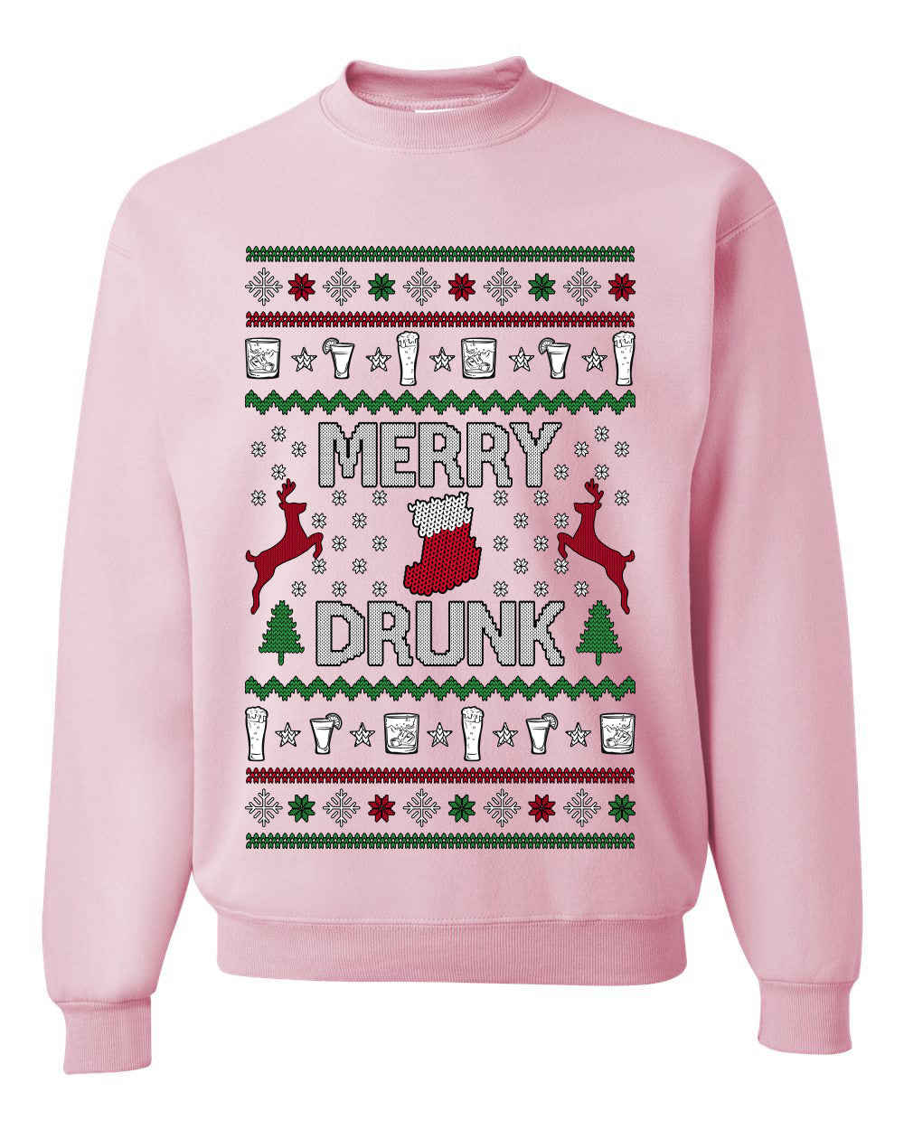 Merry Drunk, Unisex Ugly Christmas Sweater Crewneck Sweatshirts