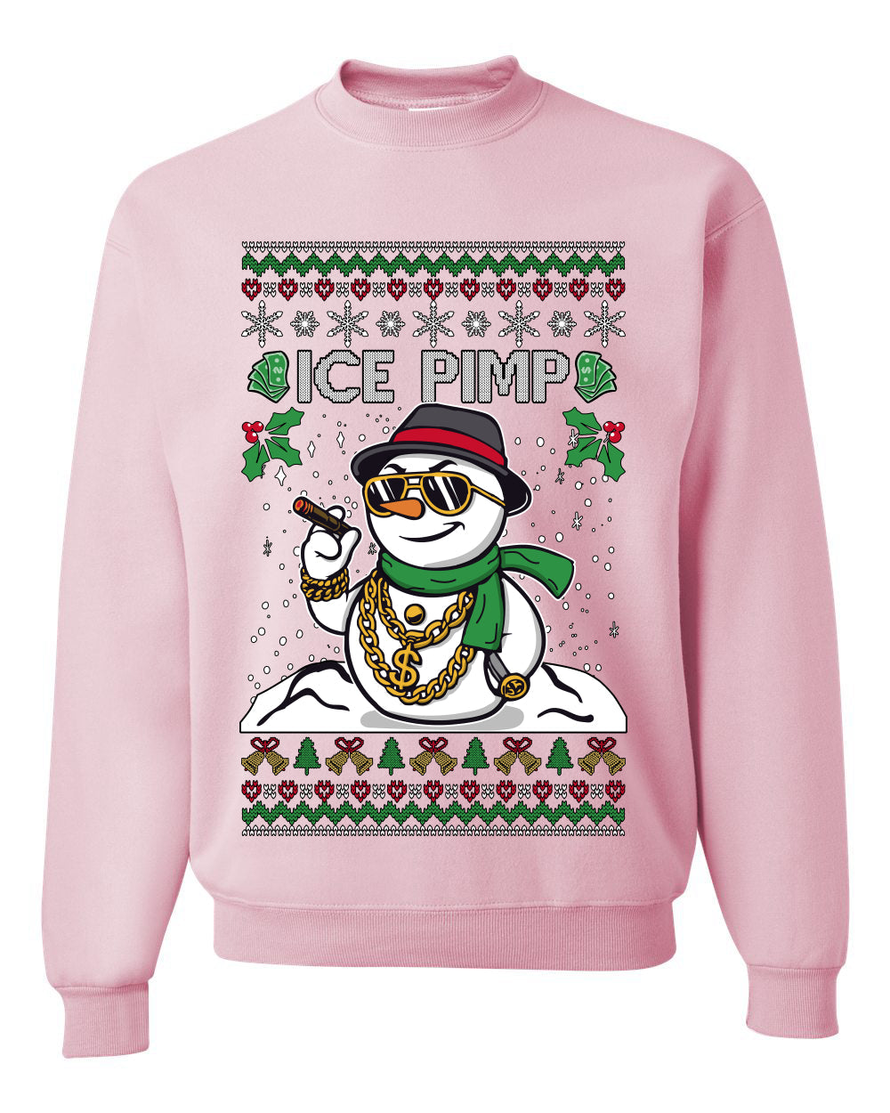 Snow Ice Pimp, Funny Unisex Ugly Christmas Sweater, Crewneck Sweatshirts