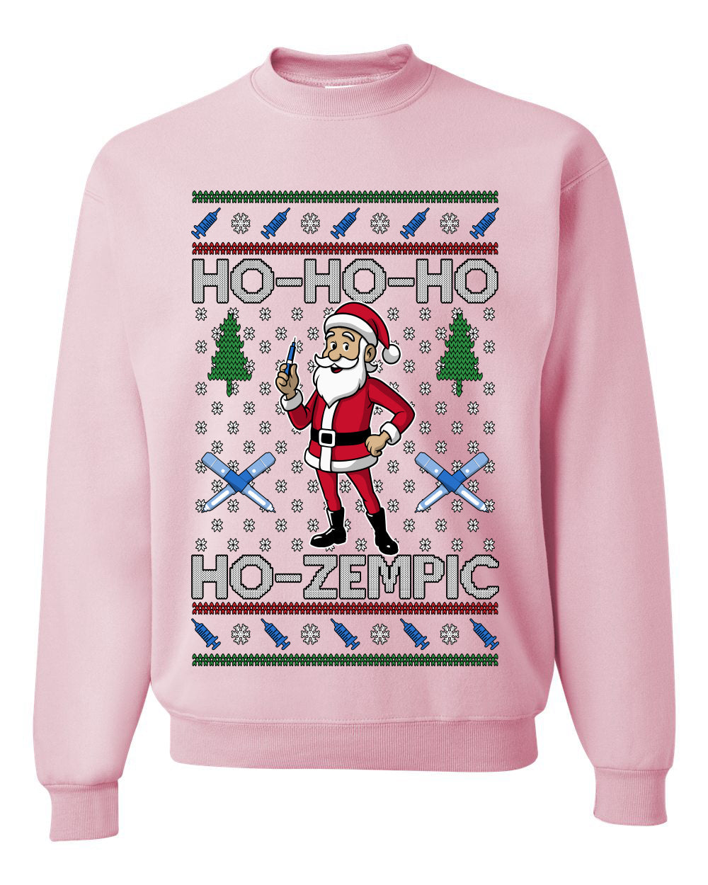 Skinny Santa Ho Ho Ho Ho-Zempic Weight Loss Shot, Unisex Ugly Christmas Sweater, Crewneck Sweatshirts