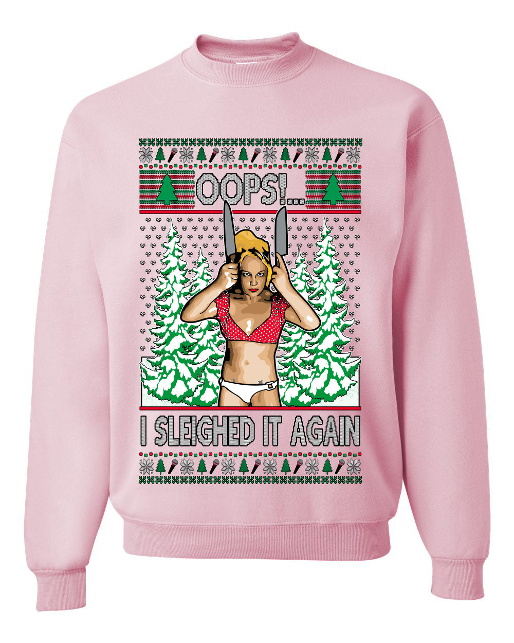 Funny, Knives Popstar Dancing, Music Lover Comedic Christmas Sweater Design, Unisex Crewneck Sweatshirts