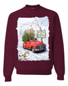 Winter Merry Christmas Trees Festive Red Truck Merry Christmas Unisex Crewneck Graphic Sweatshirt