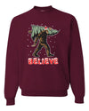 Believe Sanata Sasquatch Bigfoot Merry Christmas Merry Christmas Unisex Crewneck Graphic Sweatshirt