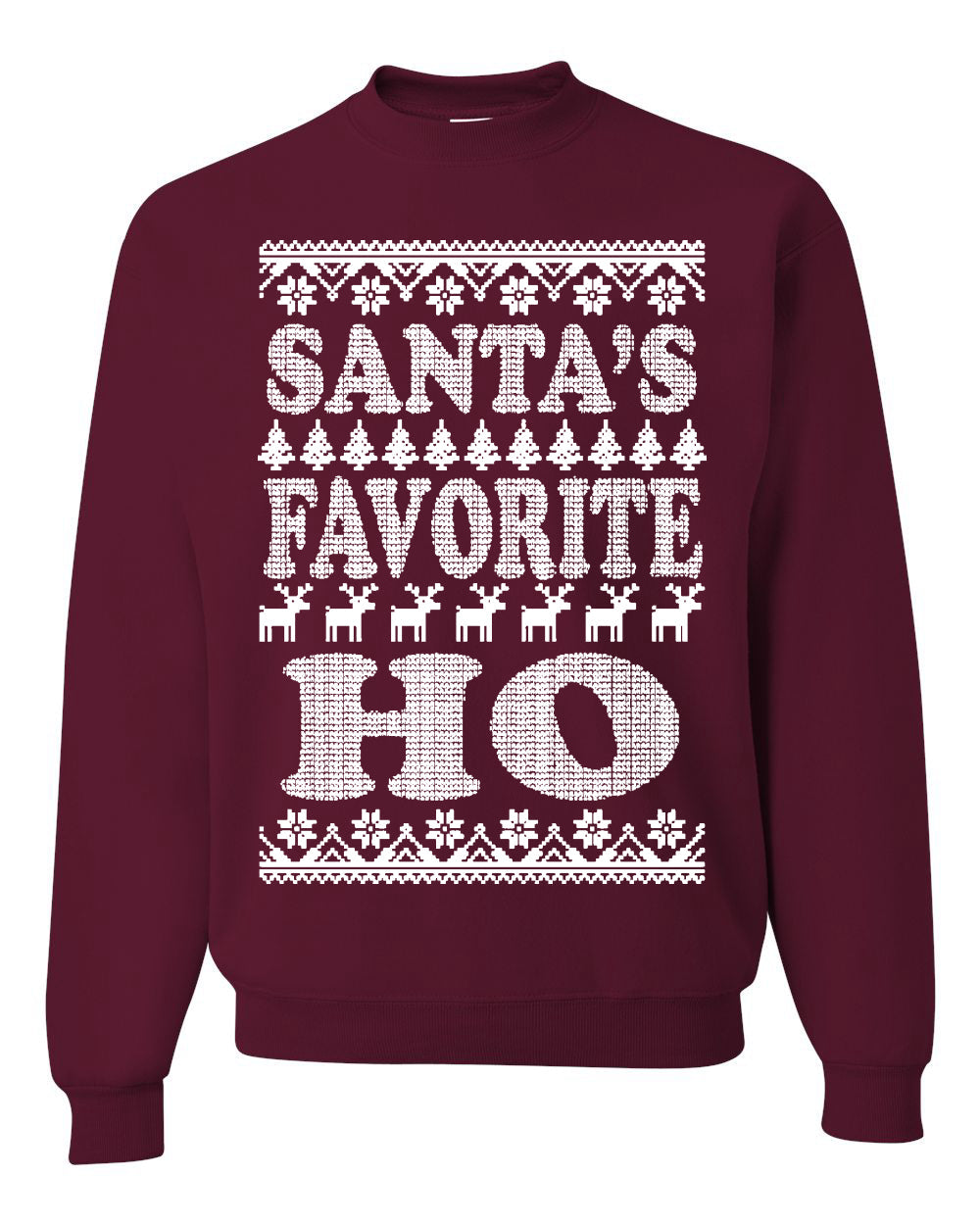 Santa's Favorite Ho White  Ugly Christmas Sweater Unisex Crewneck Sweatshirt