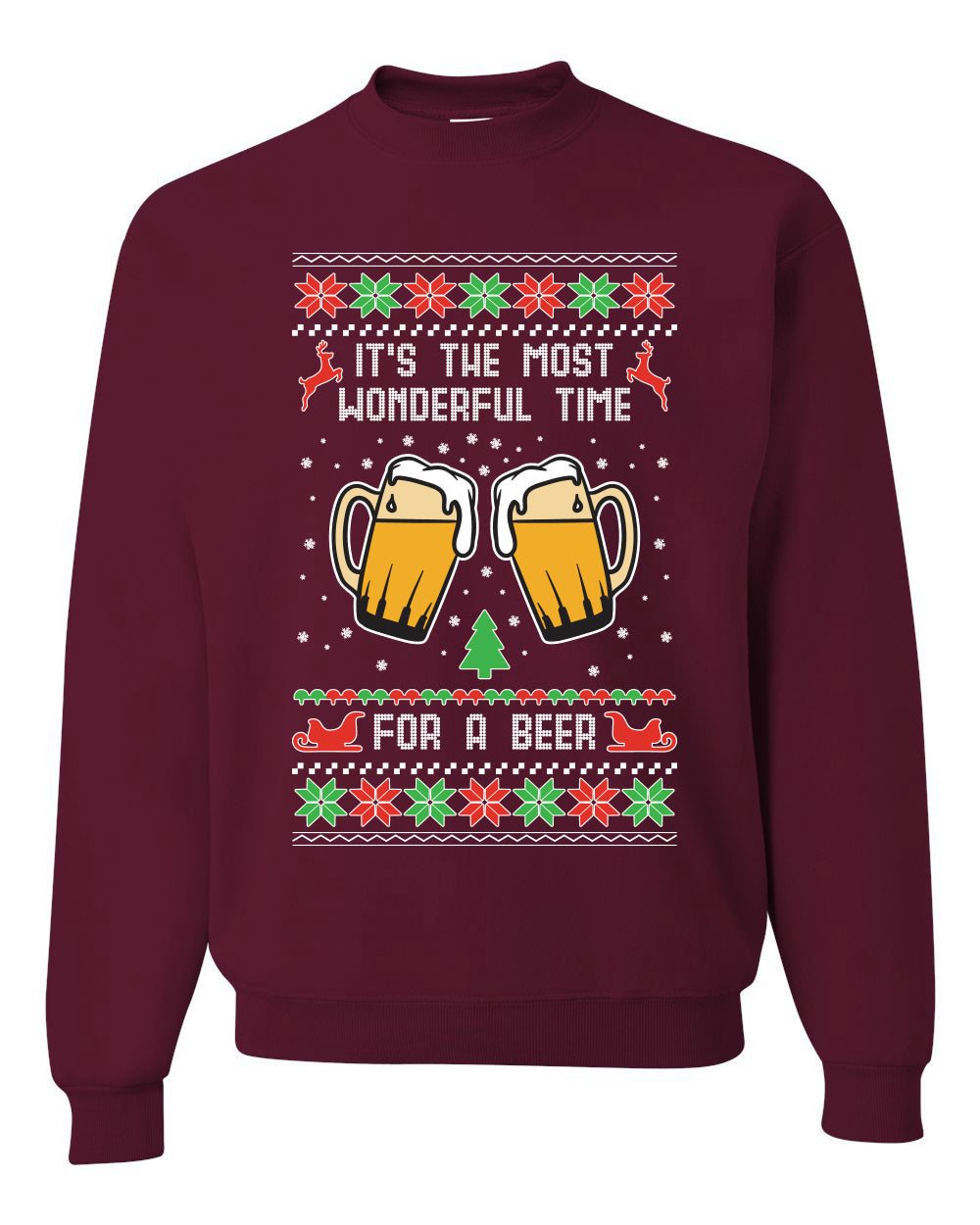 It's The Most Wonderful Time for a Beer Merry Ugly Christmas Sweater Unisex Crewneck Graphic Sweatshirt