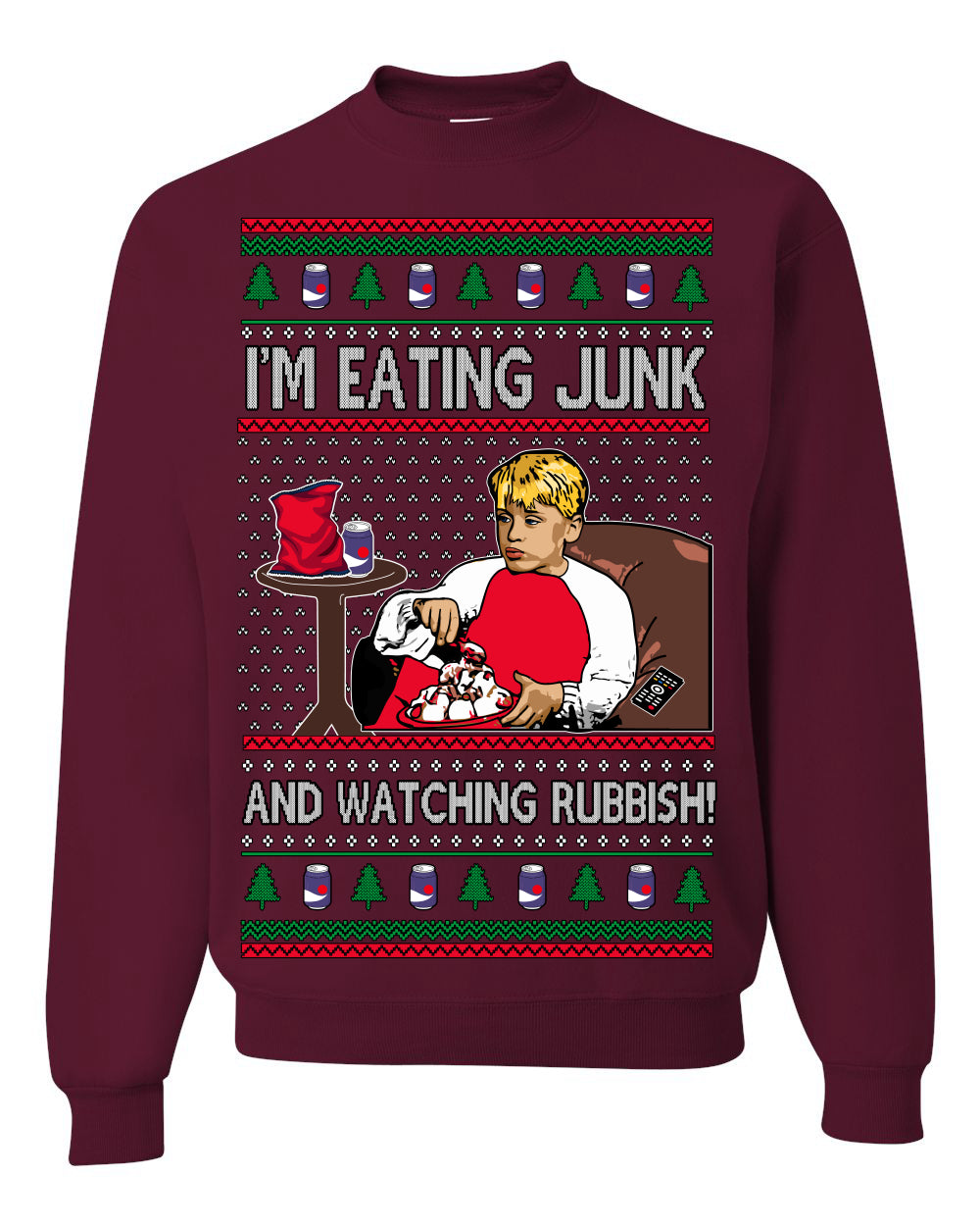 I'm Eating Junk and Watching Rubbish 90s Movie Ice Cream Ugly Christmas Sweater