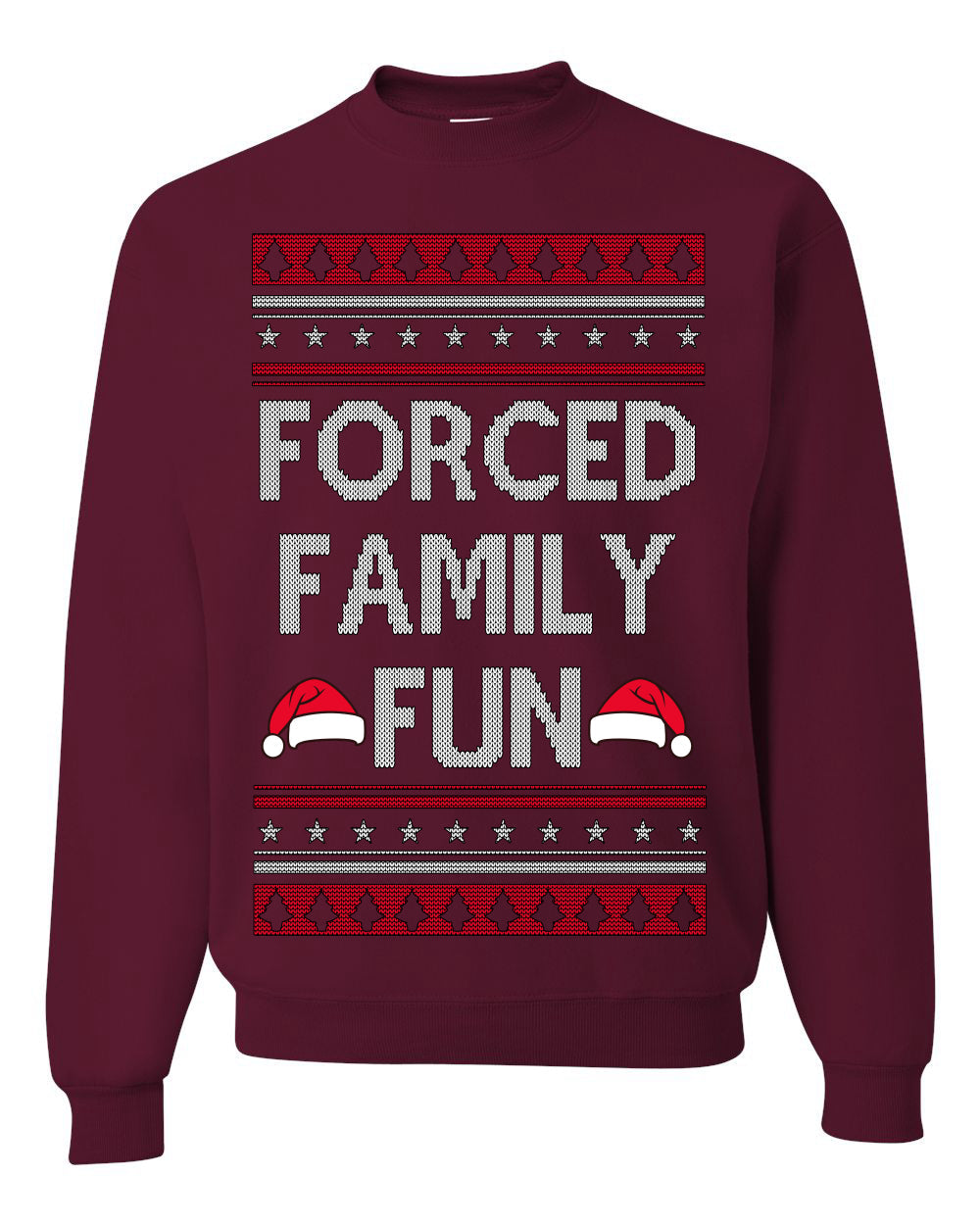 Forced Family Fun, Xmas Holiday Funny Ugly Christmas Sweater Crewneck Sweatshirt