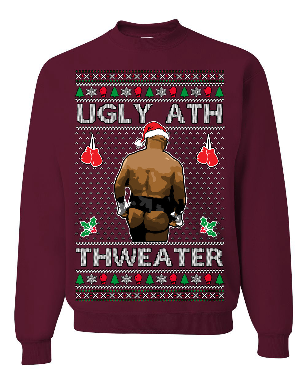 Ugly Ath Sweater Merry Chrithmith, Butt Viral Ugly Ass Boxing Fight, Funny Ugly Christmas Sweater Crewneck Sweatshirt