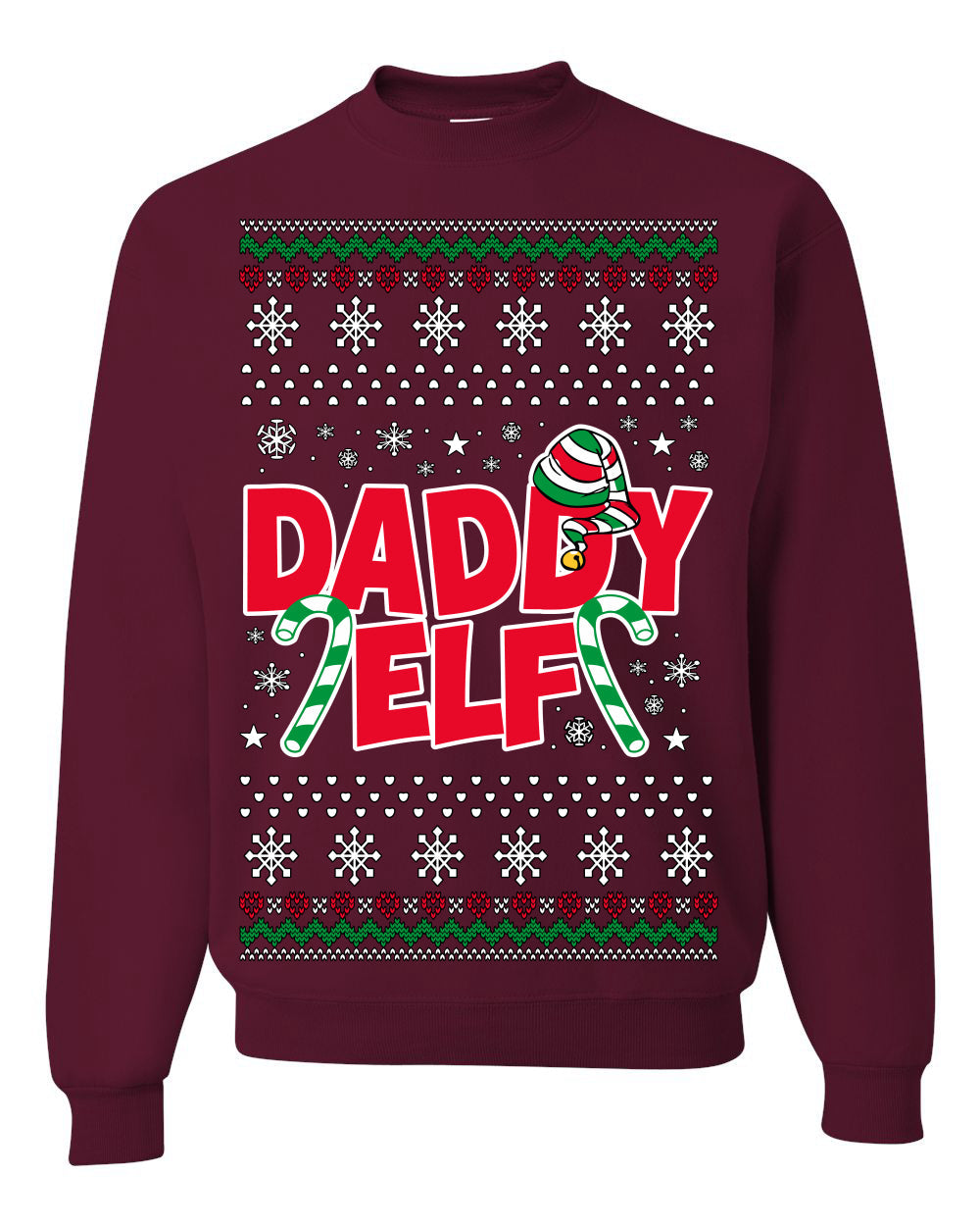 Daddy Elf Cute Holiday Winter Ugly Christmas Sweater Crewneck Sweatshirt