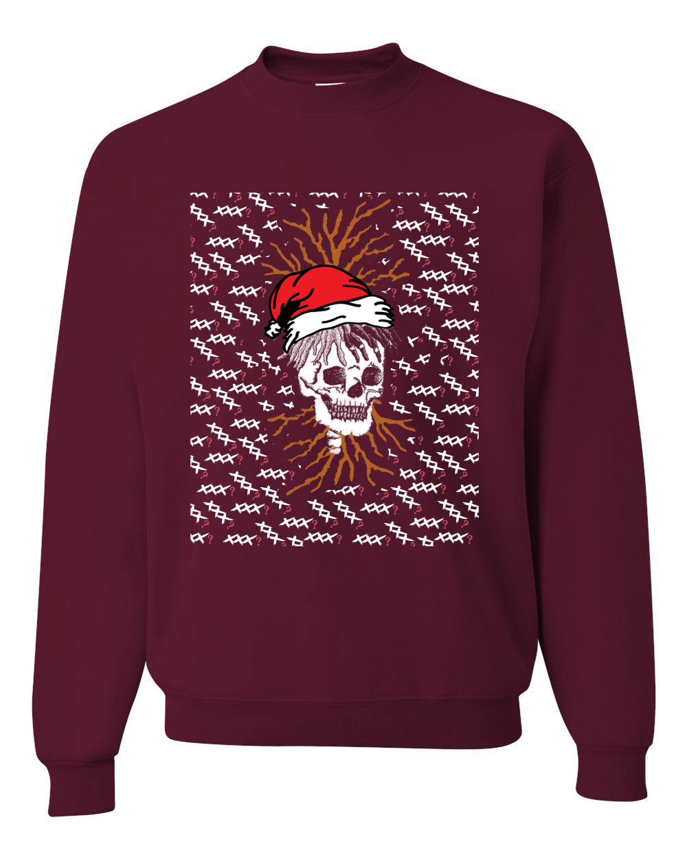 RIP XXXTentacion Santa Skull Xmas Bad Vibes XXX ? Ugly Christmas Sweater Unisex Crewneck Sweatshirt