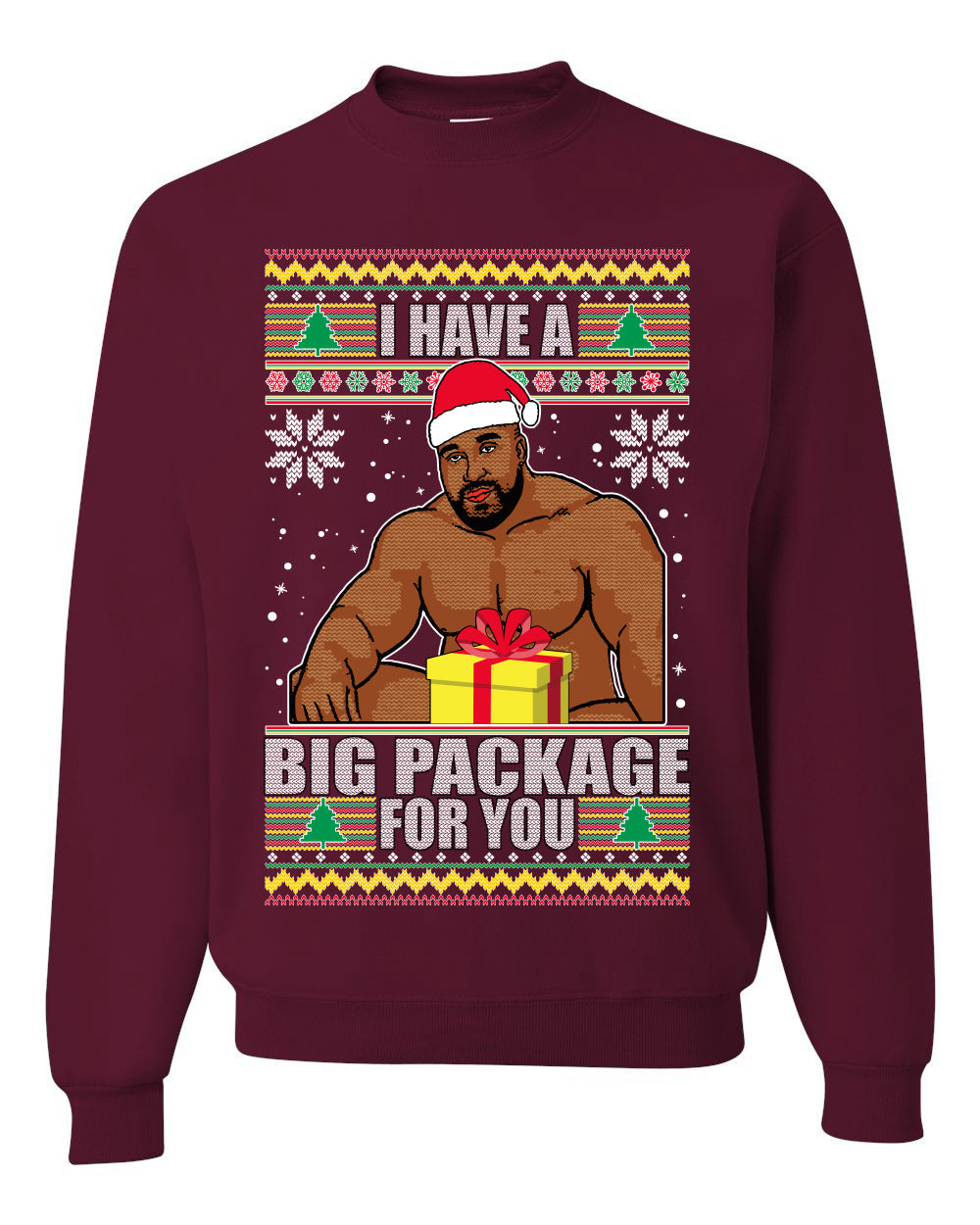 I Have A Big Package Meme Barry Wood Ugly Christmas Sweater Unisex Crewneck Graphic Sweatshirt