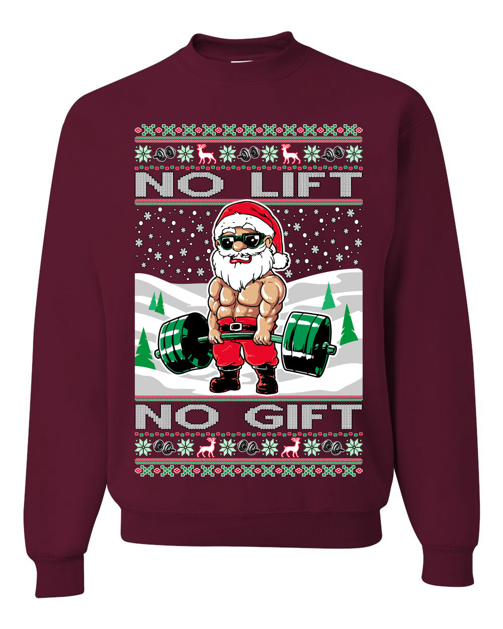 No Lift No Gift Fitness Workout Santa Ugly Christmas Sweater Unisex Crewneck Sweatshirt
