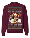 Gonna Party Like It's My Birthday Jesus Ugly Christmas Sweater Unisex Crewneck Sweatshirt