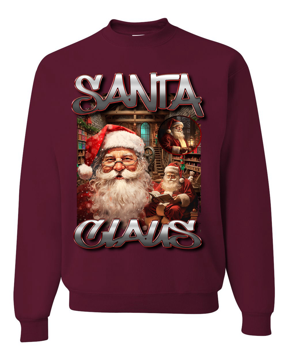 Santa Claus Bootleg Rap Music Style Ugly Christmas Sweater Crewneck Sweatshirt