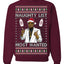 Naughty List Most Wanted, Funny Santa P Diddy Diddler Funny Party Viral Music Baby Oil Meme Ugly Christmas Sweater Crewneck Sweatshirt