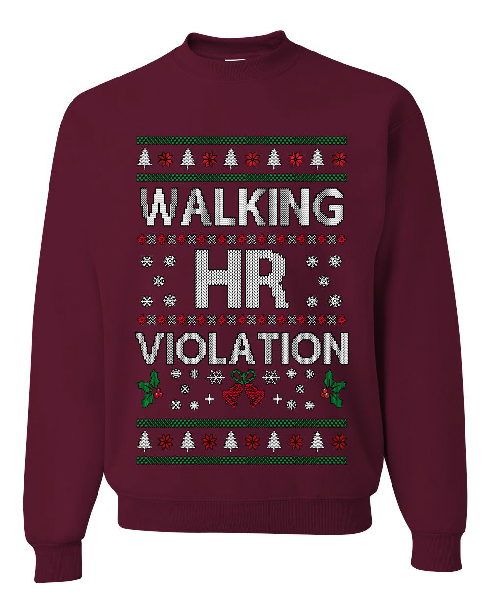 Walking HR Violation, Funny Office Humor Christmas Unisex Sweater, Ugly Christmas Crewneck Sweatshirts