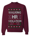 Walking HR Violation, Funny Office Humor Christmas Unisex Sweater, Ugly Christmas Crewneck Sweatshirts