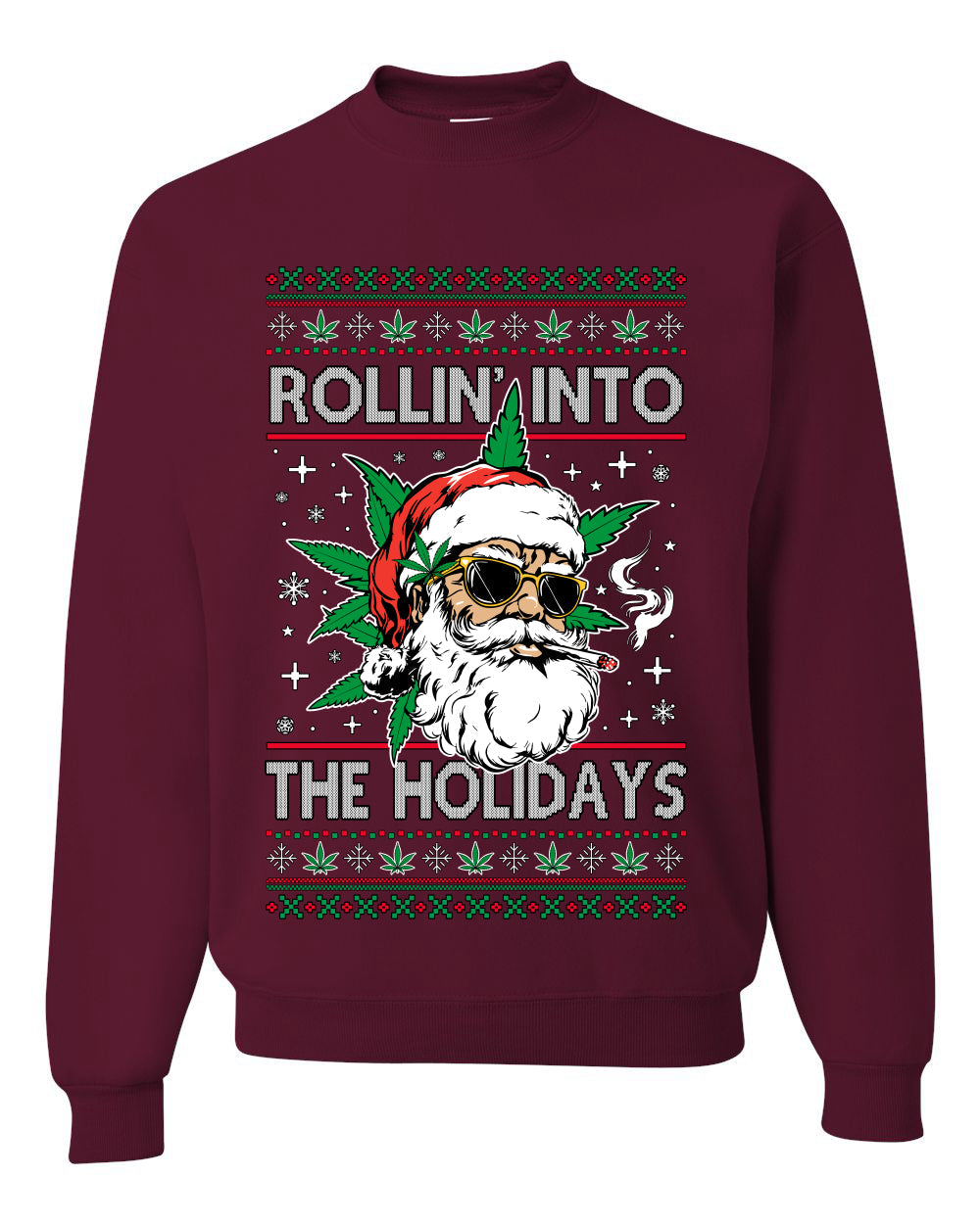 Rollin' Into The Holidays Christmas Sweater, Ugly Christmas Unisex Sweater, Crewneck Sweatshirts
