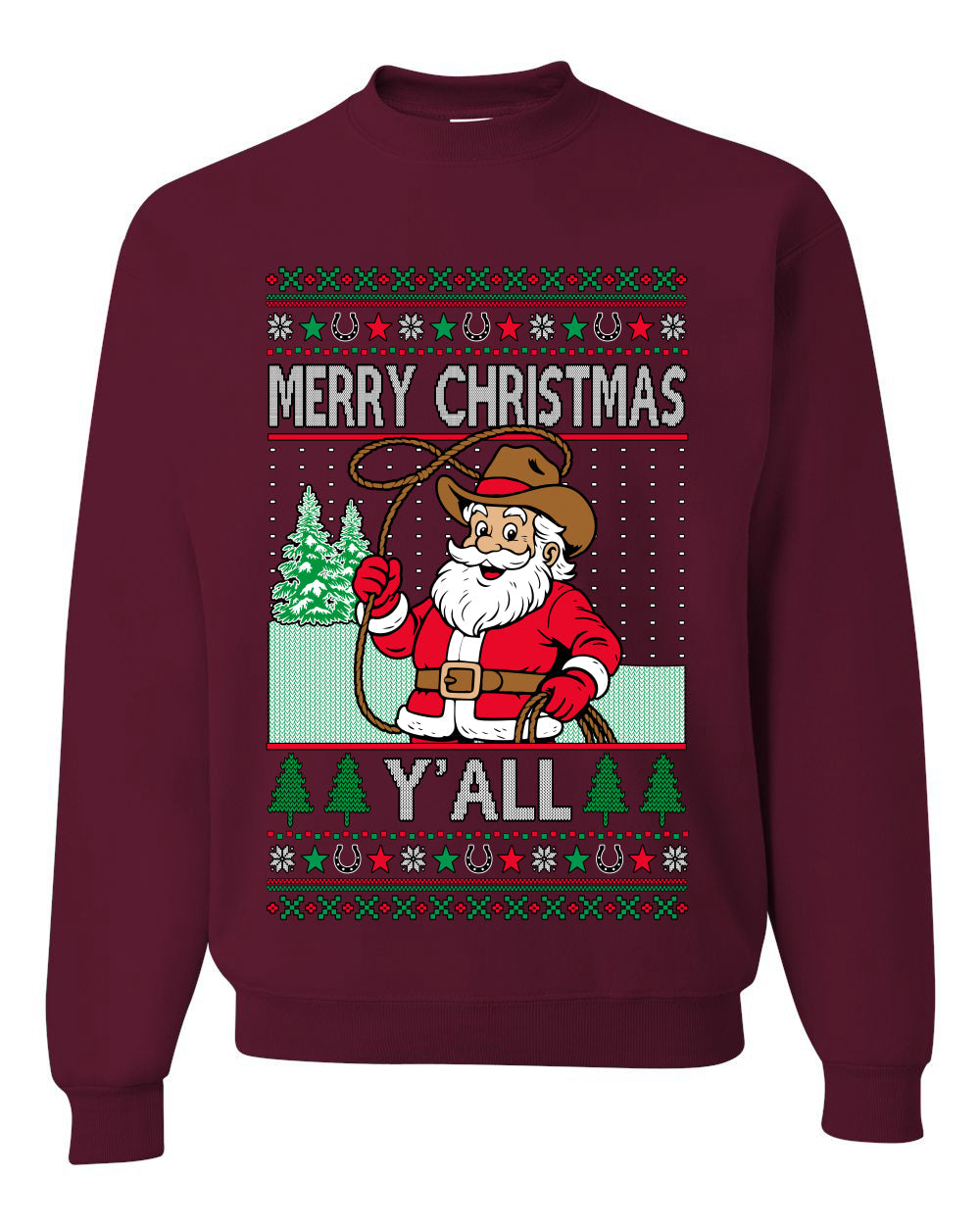 Merry Christmas Y'all Christmas Sweater,Unisex Ugly Christmas Crewneck Sweatshirts