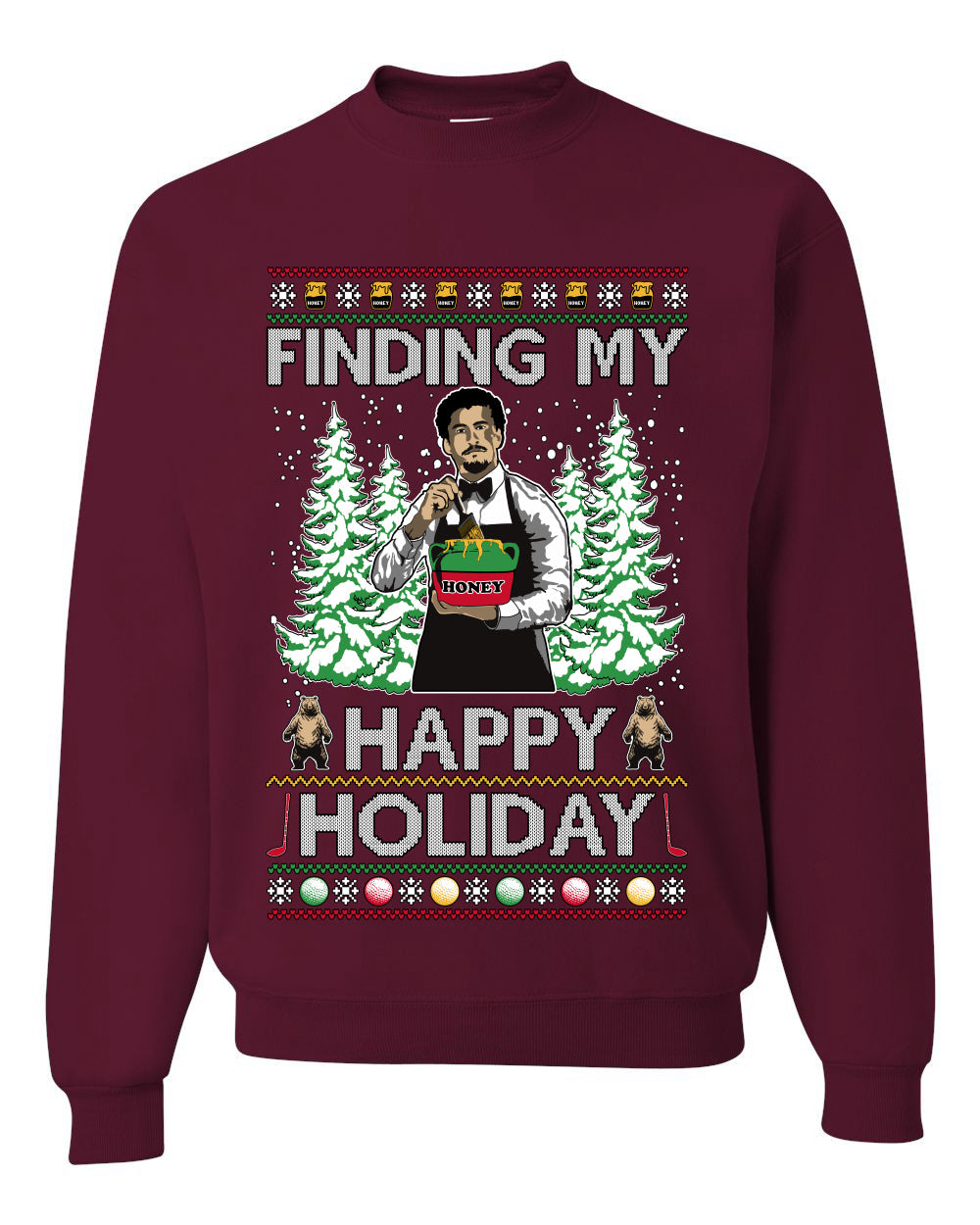 Finding My Happy Holiday, Unisex Ugly Christmas Sweater, Crewneck Sweatshirts