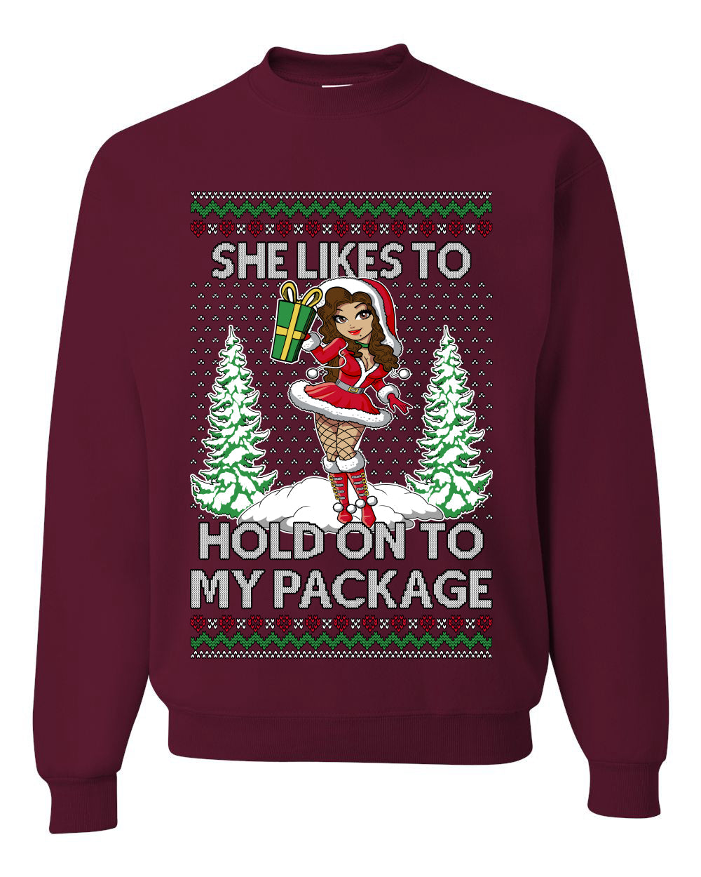 Hold My Package, Funny Unisex Ugly Christmas Crewneck Sweatshirts